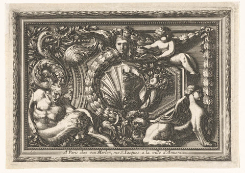 Panel with shell or vase, Jean Lepautre, 1654 Canvas Print