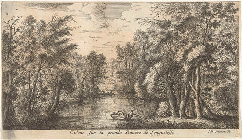 Landscape with river, Albert Flamen, 1648 - 1672 Canvas Print