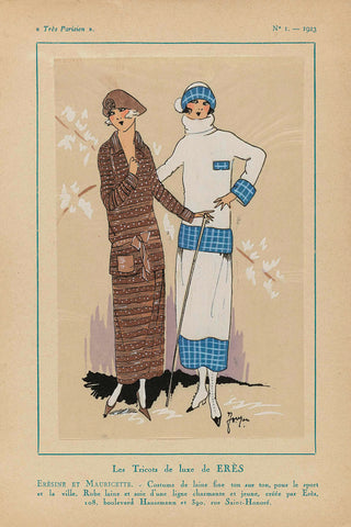 Très Parisien, 1923, No 1: Les Tricots de luxe de ERÈS..., anonymous, 1923 Canvas Print