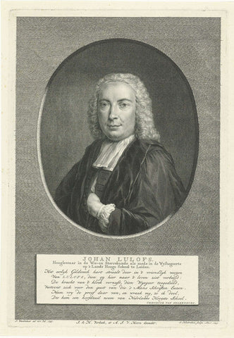 Portrait of Johannes Lulofs, Jacob Houbraken, 1749 Canvas Print