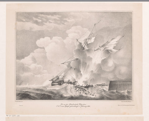 Ship of commander Van Speijk explodes, Pieter le Comte, 1831 Canvas Print