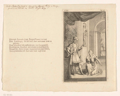 Lucretia begs the governor for the freedom of her husband, Jan Wandelaar, 1700 - 1759 Canvas Print