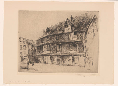 Street with houses and walkers in Chartres, Gustave Leheutre, 1928 Canvas Print