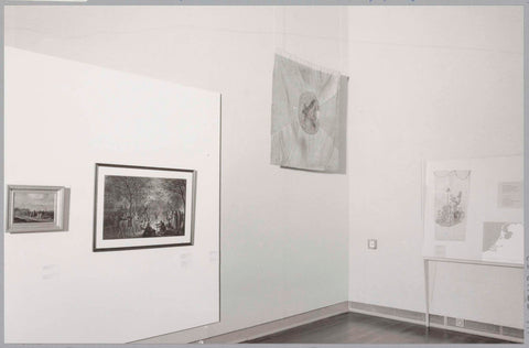 Corner of a room with, among other things, a banner and a pennant, c. 1989 Canvas Print