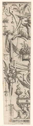 Ornament with two satyrs, Cornelis Massijs, c. 1550 Canvas Print