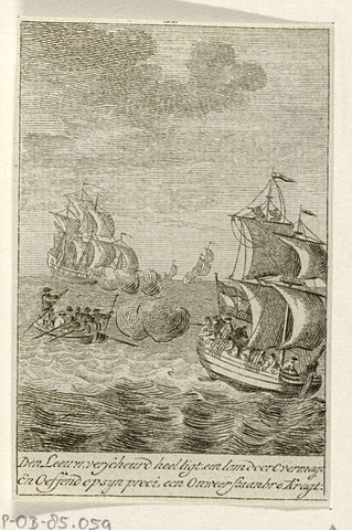 Battles between Dutchmen and British at sea, ca. 1780-1783, anonymous, 1780 - 1783 Canvas Print