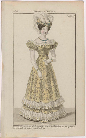 Journal des Dames et des Modes, Costume Parisien, 30 June 1825, (2330): Toque de gauze d'or Rob (...), anonymous, 1825 Canvas Print