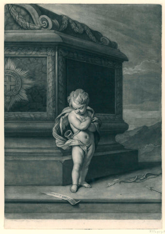 Zinneprent in memory of Maria Stuart, John Smith (printmaker/ publisher), 1695 Canvas Print