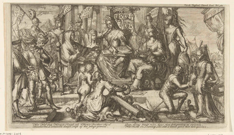 Allegory with the courts of Holland and Zeeland, Romeyn de Hooghe, 1704 - 1706 Canvas Print