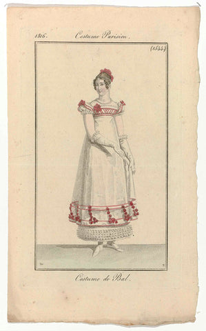 Journal des Dames et des Modes, Costume Parisien, 20 February 1816, (1544): Costume de Bal., Pierre Charles Baquoy, 1816 Canvas Print