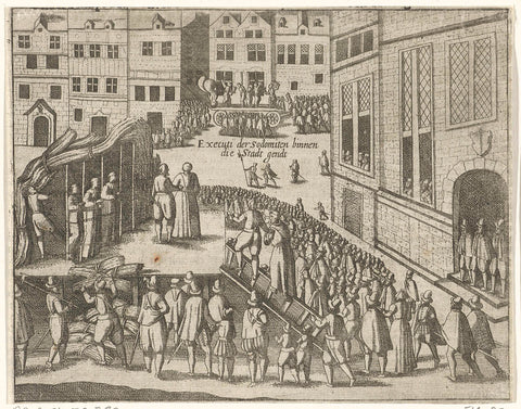 Execution of monks in Ghent because of sodomy, 1578, anonymous, 1613 - 1615 Canvas Print