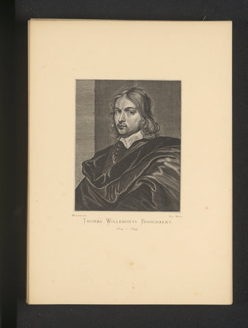 Reproduction of an engraving of a portrait of Thomas Willeboirts Bosschaert by Coenraet Waumans, Joseph Maes, c. 1872 - in or before 1877 Canvas Print