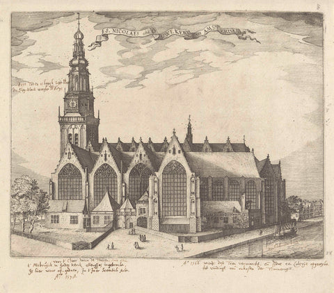 View of the Oude Kerk in Amsterdam, Claes Jansz. Visscher (II), c. 1601 - 1612 Canvas Print