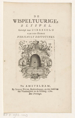 Cartouche with beehive, Nicolaas van Frankendaal, 1762 Canvas Print