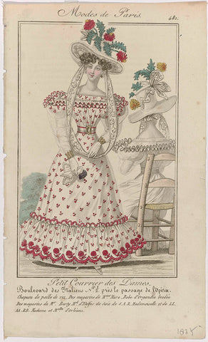 Petit Courrier des Dames, 1827, No. 481 : Chapeau de paille de riz (...), anonymous, 1827 Canvas Print