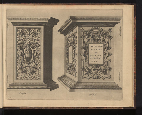 Two piedestals, in the Composite and Corinthian Order, John or Luke of Diy, 1565 Canvas Print