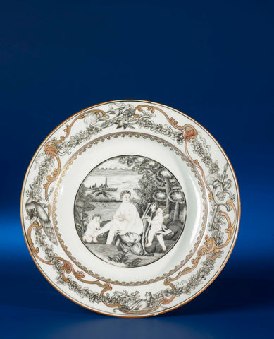 Plate with an image of a bathing woman, anonymous, c. 1750 - c. 1774 Canvas Print