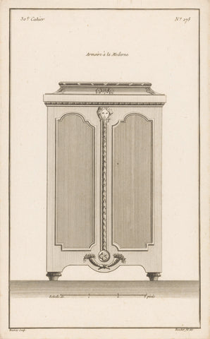 Cupboard with mask and horns of plenty, Philibert Boutrois, 1772 - 1779 Canvas Print