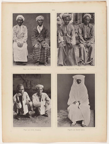 Four photographs with portraits of pilgrims from the Dutch East Indies, Jeddah, Christiaan Snouck Hurgronje, 1884 - 1888 Canvas Print