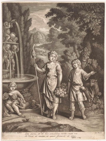 Coridon and Silvia, Pieter Schenk (I), 1670 - 1713 Canvas Print