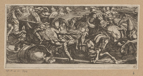 Soldiers on horseback fighting lances, Antonio Tempesta, 1565 - 1630 Canvas Print