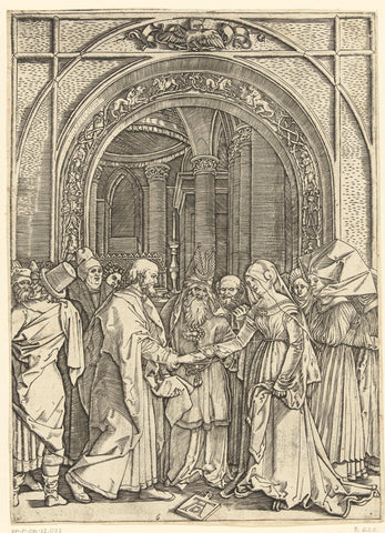 Huwelijk van Maria en Jozef, Marcantonio Raimondi, 1510 - 1515 Canvas Print