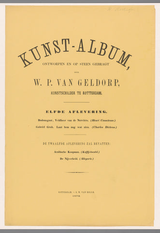 Cover for Art-Album by W. P. van Geldorp eleventh episode 1872, Wilhelmus Petrus van Geldorp, 1872 Canvas Print