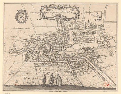 Map of The Hague, 1560, anonymous, 1730 - 1736 Canvas Print