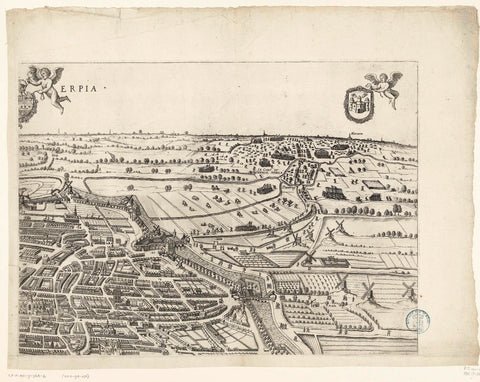 Large map of Antwerp with the failed attack in 1605 (top right sheet), Pieter van der Heyden, 1605 Canvas Print