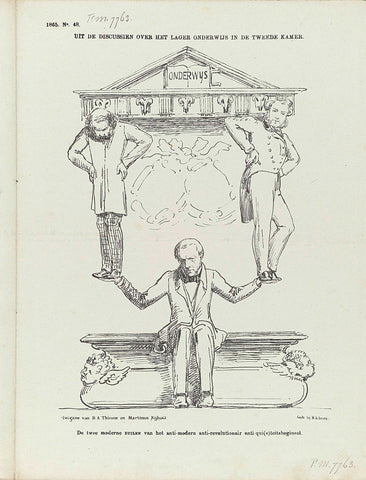 Cartoon about the discussion about primary education in the House of Representatives, 1865, Johan Michaël Schmidt Crans, 1865 Canvas Print