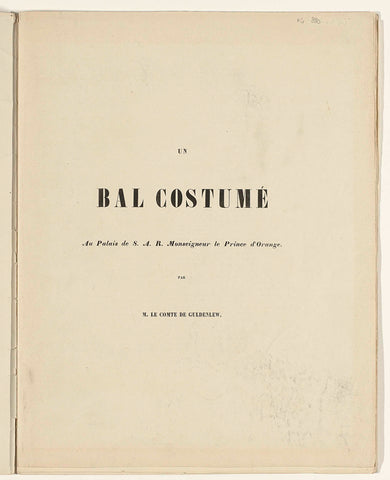 Tekst uit: The Costume Ball given at the Palace of H.R.H. Monsignor the Prince of Orange on 26 February 1845, the Earl of Guldenlew, 1845 Canvas Print