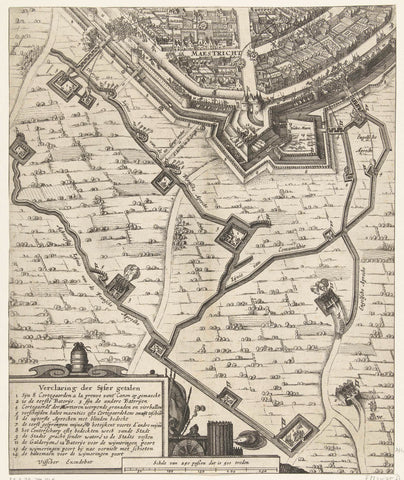 Map of the siege of Maastricht by the French, 1673, Claes Jansz. Visscher (II) (workshop or), 1673 Canvas Print