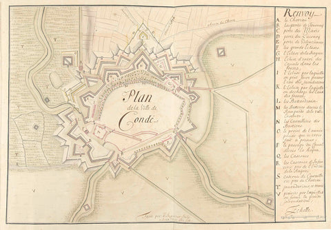 Map of Condé, Nicolas Suly, 1711 Canvas Print