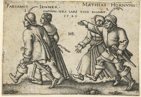 Dancing peasant couples, Hans Sebald Beham, 1546 Canvas Print