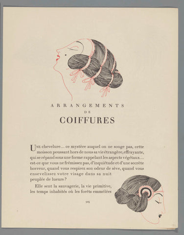 Gazette du Bon Ton, 1922 - No. 10, p. 305: Arrangements de coiffures, Lucien Vogel, 1922 Canvas Print