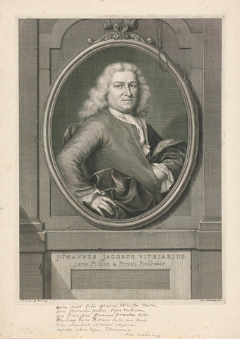 Portrait of Johannes Jacobus Vitriarius, Jacob Houbraken, 1731 - 1780 Canvas Print