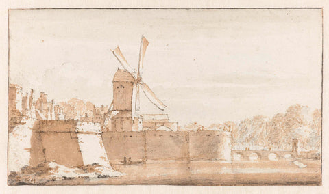 View of Rembrandt's mill, the ramparts at the Morspoort and the Pelican stronghold, Jan de Bisschop, 1649 Canvas Print