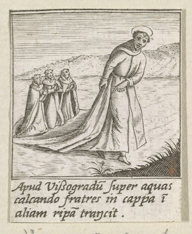 Saint Hyacinthus of Poland walks over the water, Johann Sadeler (I) (possibly), 1595 - 1600 Canvas Print