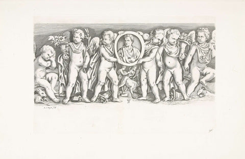 Bas-relief of a group of putti, Reinier van Persijn, 1640 Canvas Print