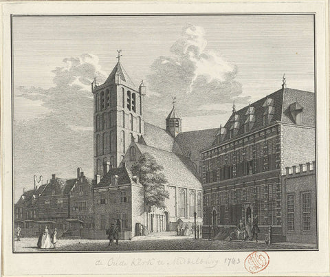 View of the Noordmonsterkerk in Middelburg, 1743, Jan Caspar Philips, 1743 - 1751 Canvas Print