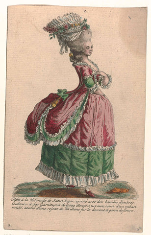 Gallery of French Fashions and Costumes, 1785, nr. 2, nr. 3, Kopie naar gg 181 : Robe à la Polonoise de Satin (...), Pierre Gleich (possibly), c. 1785 Canvas Print