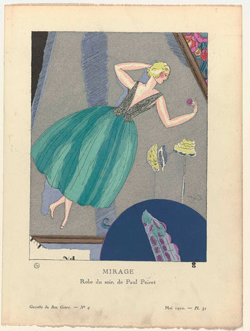 Gazette du Bon Ton, 1920 - No. 4, Pl. 31: Mirage. / Robe du soir, de Paul Poiret., Mario Simon, 1920 Canvas Print