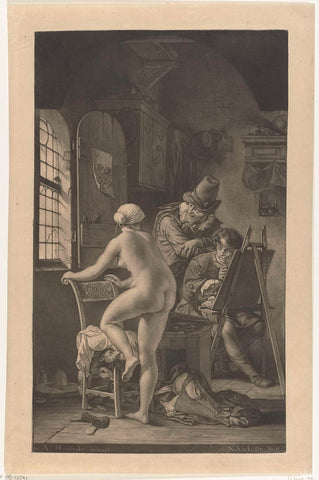 Painter and his model, Nicolaas Verkolje, 1683 - 1746 Canvas Print