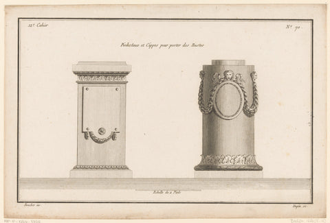 Pillar and pedestal, Nicolas Dupin, 1772 - 1779 Canvas Print