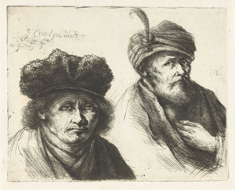 Two men, with hat and turban, Jan Chalon, 1789 Canvas Print