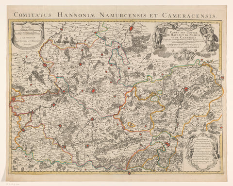 Map of the counties of Hainaut and Namur and the Archdiocese of Cambrai, anonymous, 1741 - after c. 1757 Canvas Print