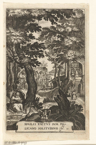 Emblem with hermit and believers who devote themselves to meditation, Boetius Adamsz. Bolswert, 1623 Canvas Print