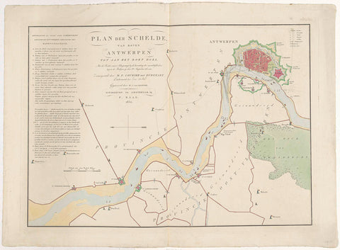 Map of the Scheldt with the positions of the Dutch warships, 1831, Willem Cornelis van Baarsel, 1832 Canvas Print