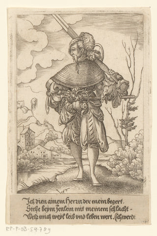 Landsknecht with swords, Virgilius Solis, 1524 - 1562 Canvas Print