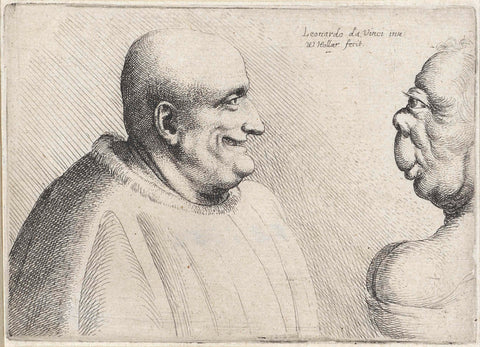 Heads of a great bald man and grotesque woman, Wenceslaus Hollar, 1645 Canvas Print